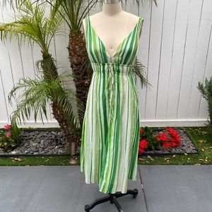 Zara Basic Green Stripe Midi Dress